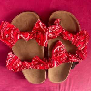 Red bandana sandals